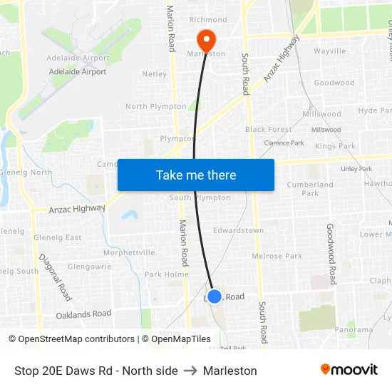 Stop 20E Daws Rd - North side to Marleston map