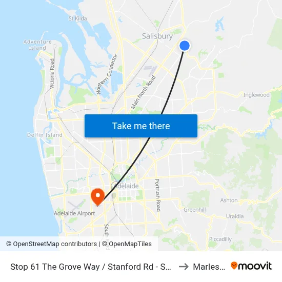 Stop 61 The Grove Way / Stanford Rd - South side to Marleston map