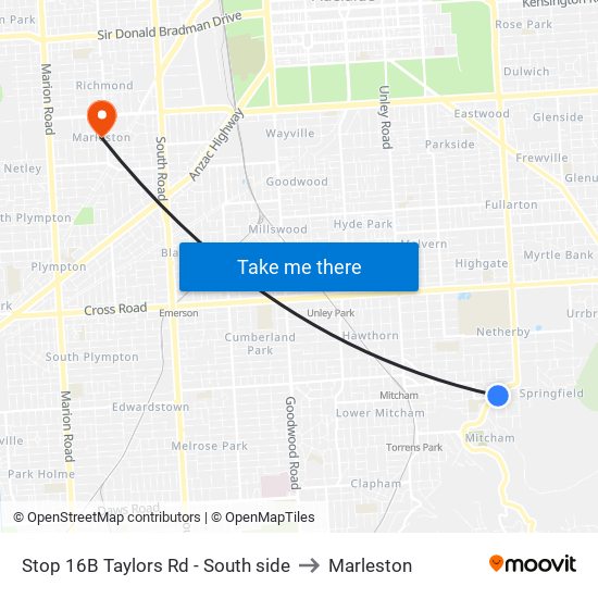 Stop 16B Taylors Rd - South side to Marleston map