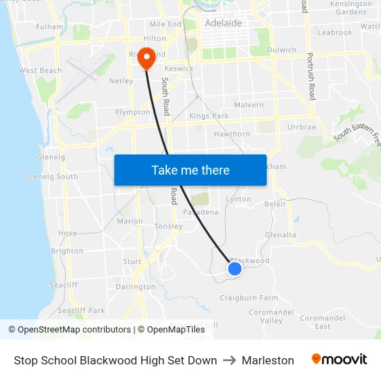 Stop School Blackwood High Set Down to Marleston map