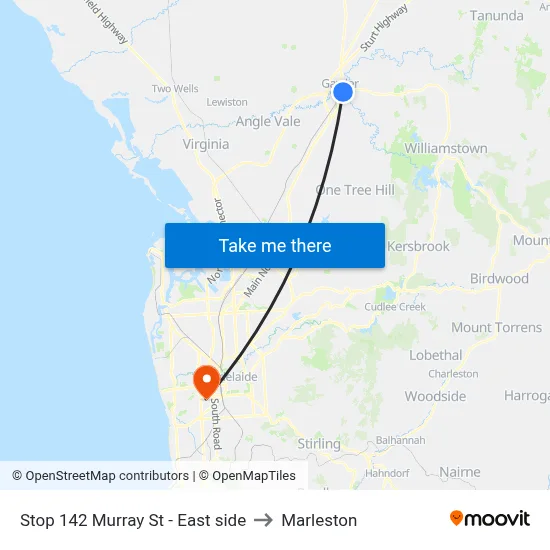 Stop 142 Murray St - East side to Marleston map