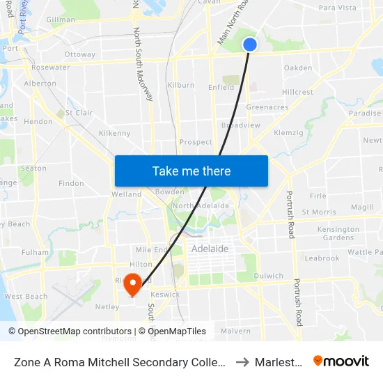 Zone A Roma Mitchell Secondary College to Marleston map