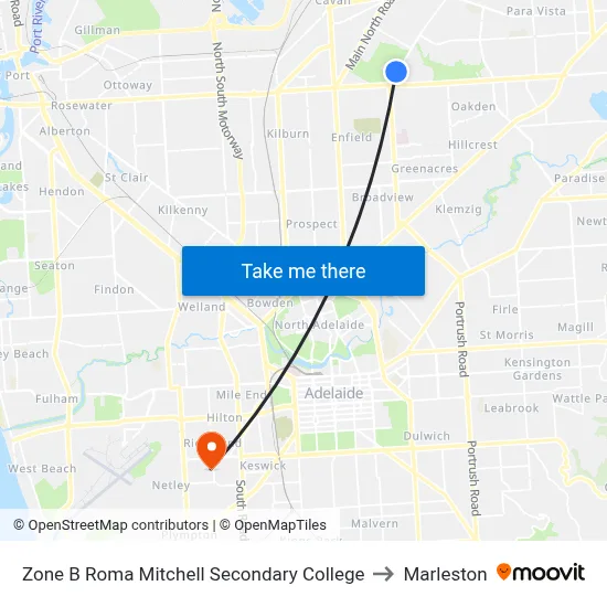Zone B Roma Mitchell Secondary College to Marleston map