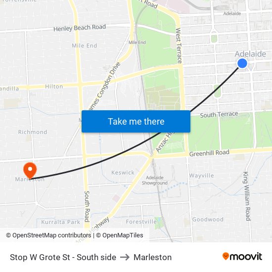 Stop W Grote St - South side to Marleston map