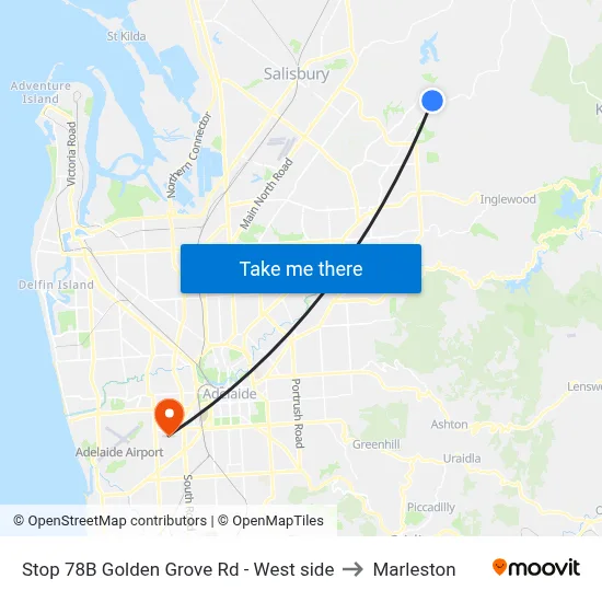 Stop 78B Golden Grove Rd - West side to Marleston map
