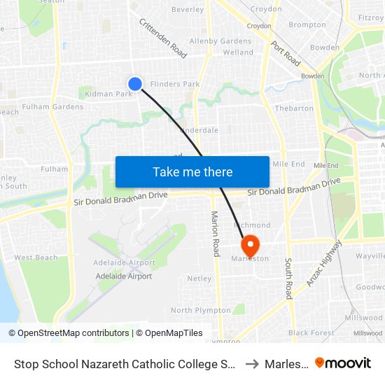 Stop School Nazareth Catholic College Senior Years to Marleston map