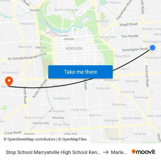 Stop School Marryatville High School Kensington Rd to Marleston map