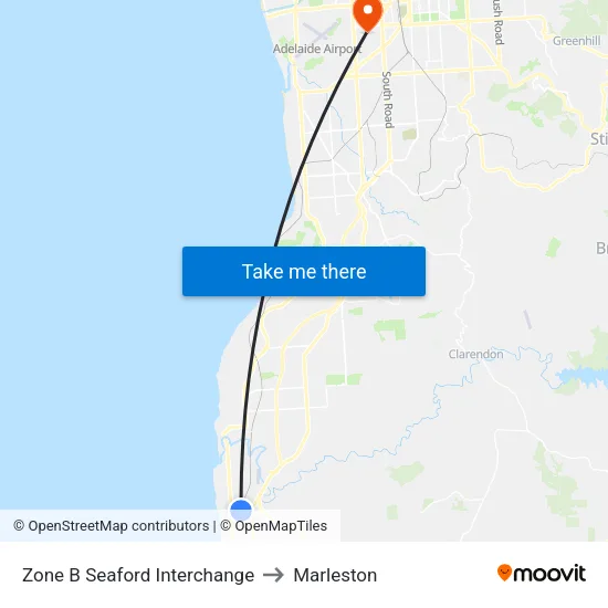Zone B Seaford Interchange to Marleston map