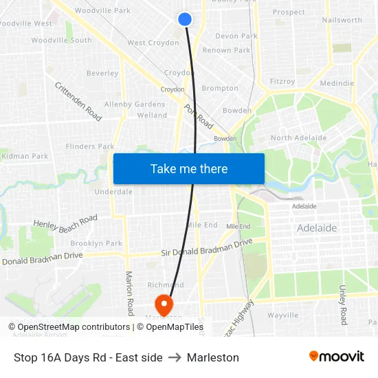 Stop 16A Days Rd - East side to Marleston map