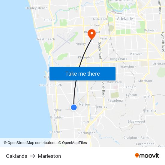 Oaklands to Marleston map