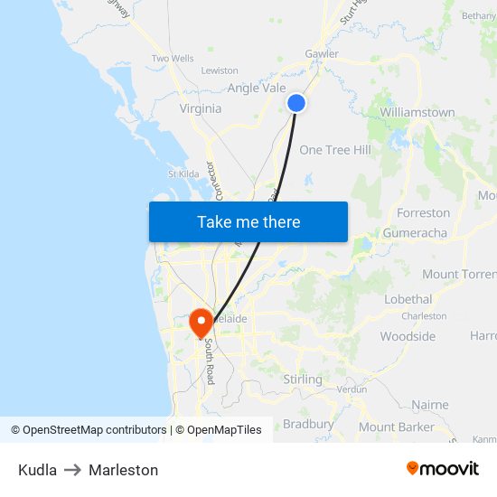 Kudla to Marleston map