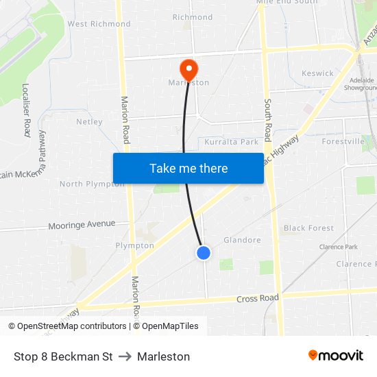 Stop 8 Beckman St to Marleston map