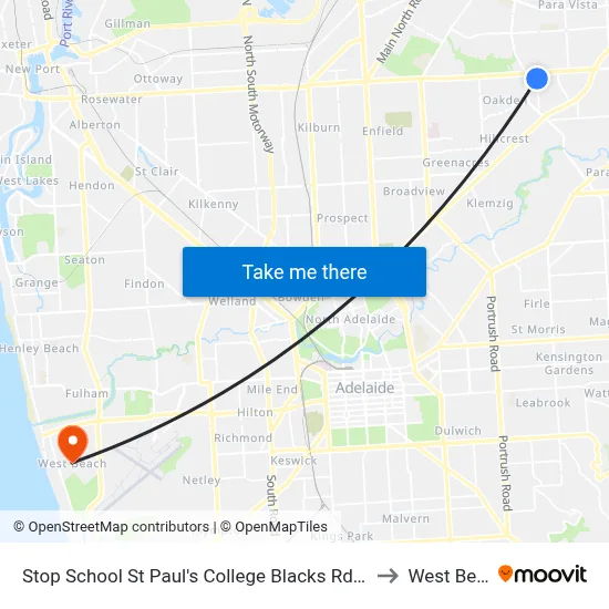 Stop School St Paul's College Blacks Rd - East side to West Beach map