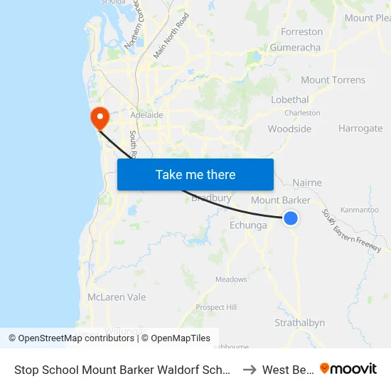 Stop School Mount Barker Waldorf School Sims Rd to West Beach map