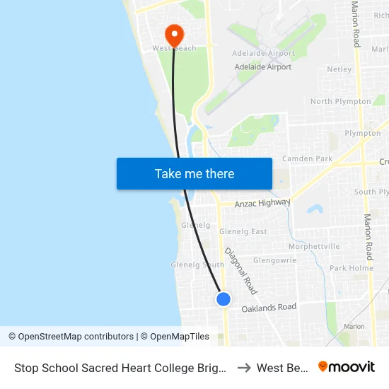 Stop School Sacred Heart College Brighton Rd to West Beach map