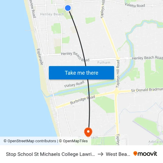 Stop School St Michaels College Lawrie St to West Beach map