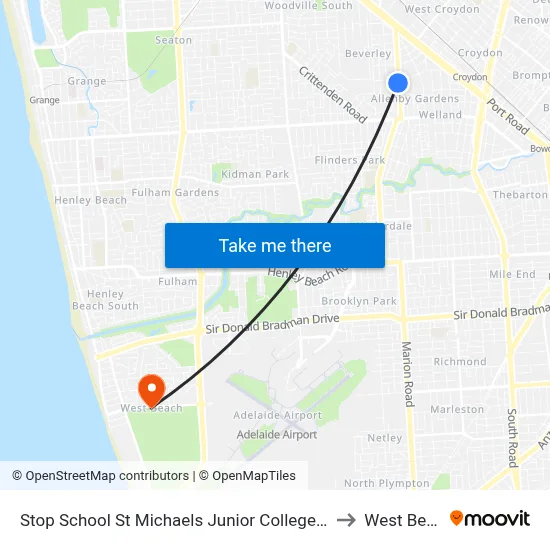 Stop School St Michaels Junior College East Av to West Beach map