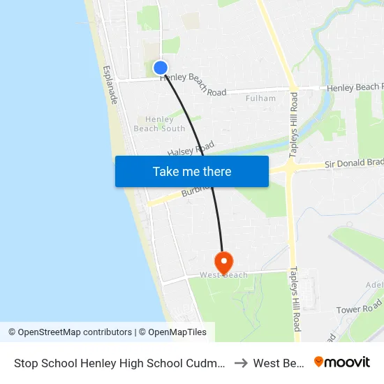 Stop School Henley High School Cudmore Tce to West Beach map