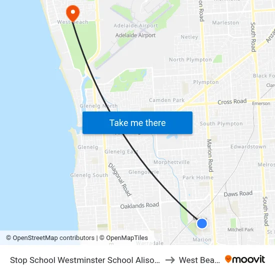Stop School Westminster School Alison Av to West Beach map