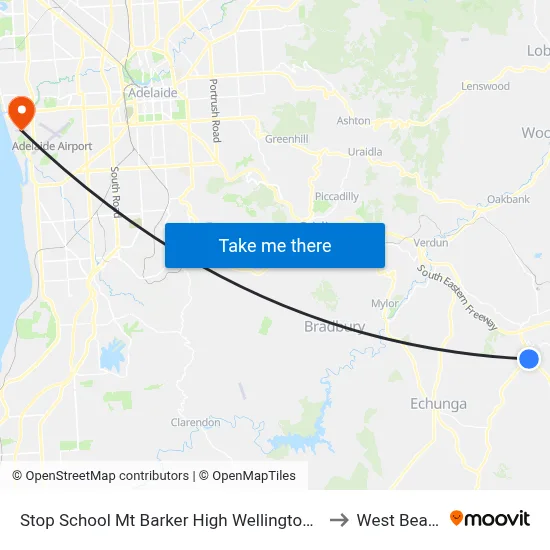 Stop School Mt Barker High Wellington Rd to West Beach map