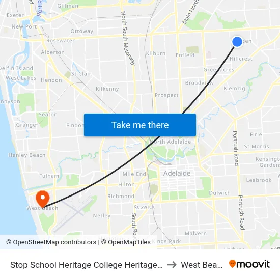 Stop School Heritage College Heritage Ct to West Beach map