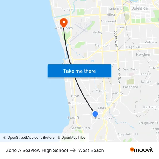 Zone A Seaview High School to West Beach map