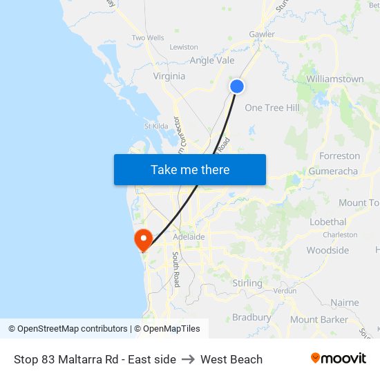 Stop 83 Maltarra Rd - East side to West Beach map