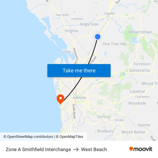 Zone A Smithfield Interchange to West Beach map