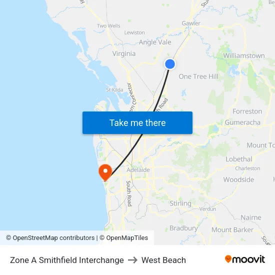Zone A Smithfield Interchange to West Beach map