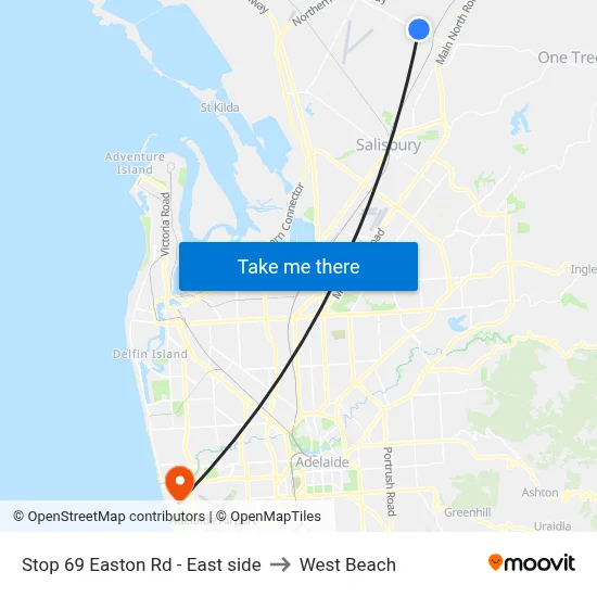 Stop 69 Easton Rd - East side to West Beach map