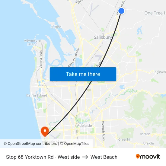 Stop 68 Yorktown Rd - West side to West Beach map