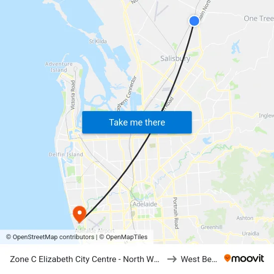 Zone C Elizabeth City Centre - North West side to West Beach map
