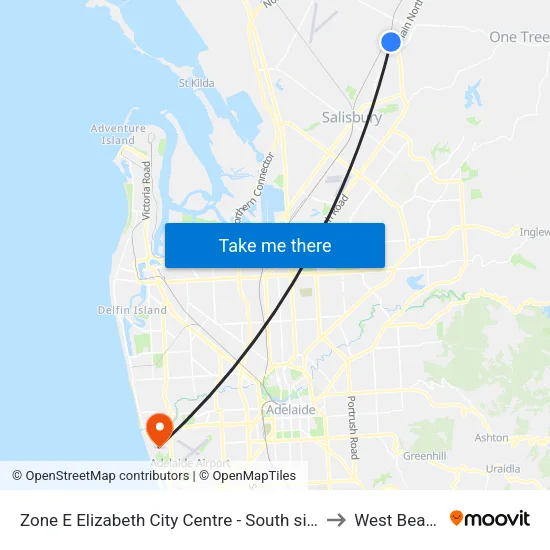 Zone E Elizabeth City Centre - South side to West Beach map