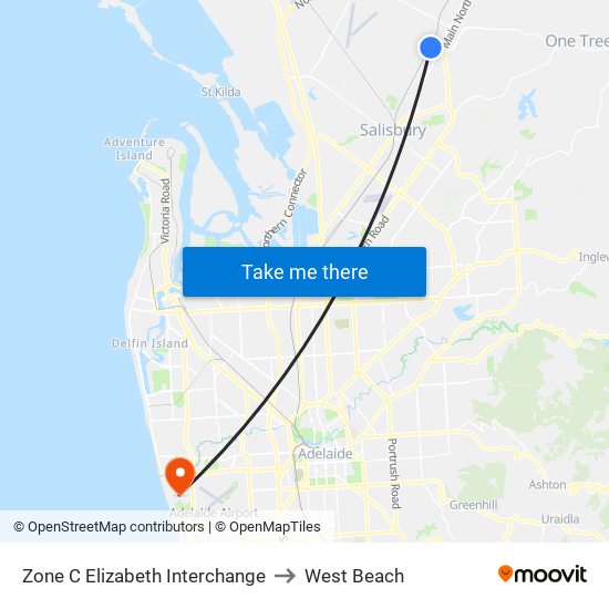 Zone C Elizabeth Interchange to West Beach map