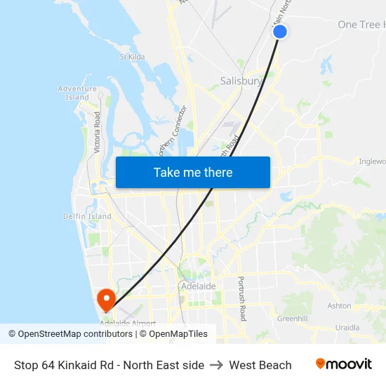 Stop 64 Kinkaid Rd - North East side to West Beach map