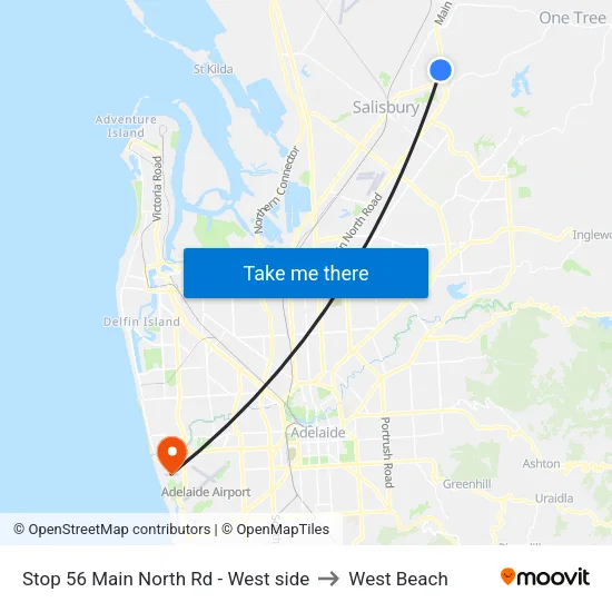 Stop 56 Main North Rd - West side to West Beach map