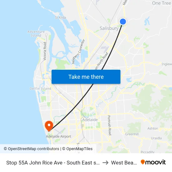 Stop 55A John Rice Ave - South East side to West Beach map