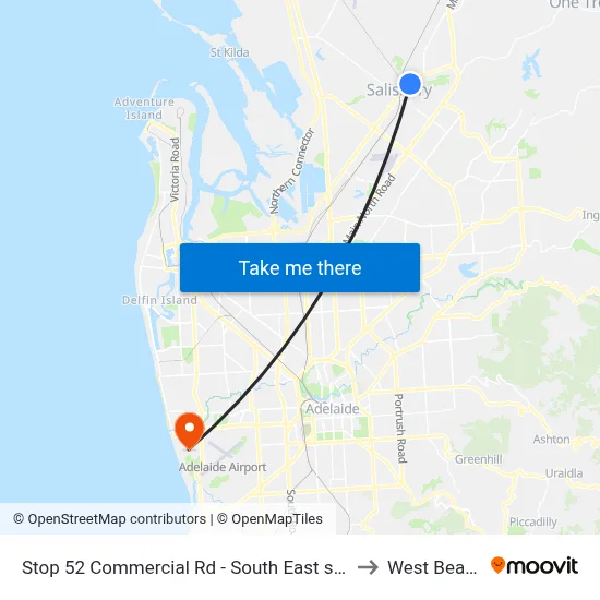 Stop 52 Commercial Rd - South East side to West Beach map