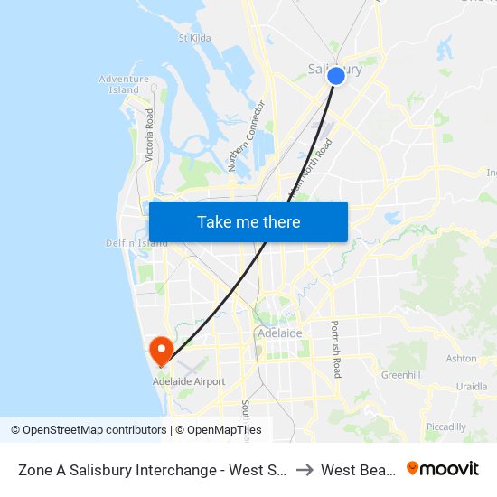 Zone A Salisbury Interchange - West Side to West Beach map