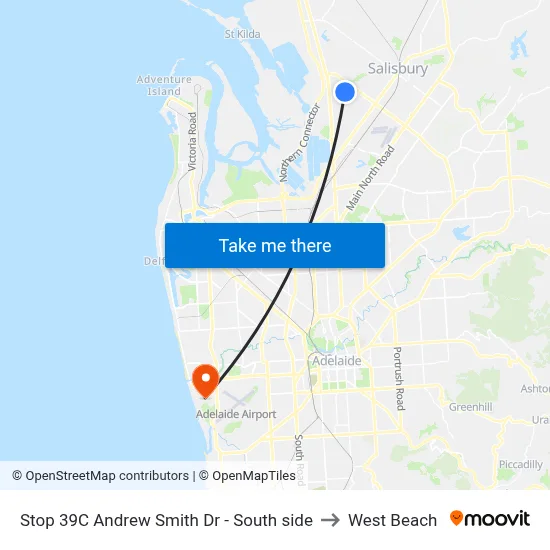Stop 39C Andrew Smith Dr - South side to West Beach map
