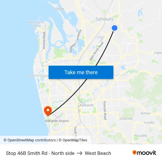 Stop 46B Smith Rd - North side to West Beach map