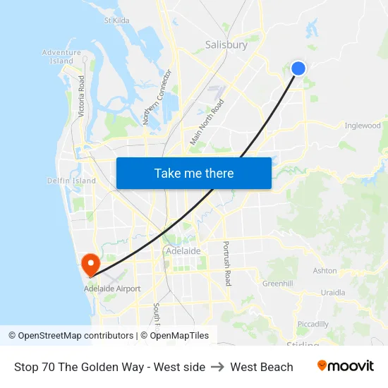 Stop 70 The Golden Way - West side to West Beach map