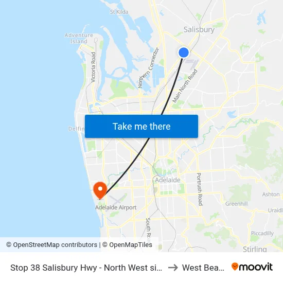 Stop 38 Salisbury Hwy - North West side to West Beach map