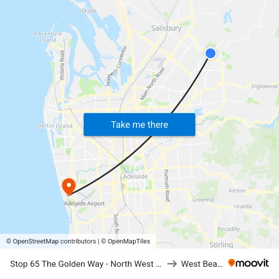 Stop 65 The Golden Way - North West side to West Beach map
