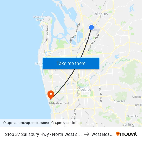 Stop 37 Salisbury Hwy - North West side to West Beach map