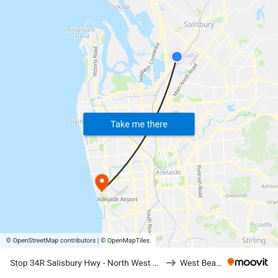 Stop 34R Salisbury Hwy - North West side to West Beach map