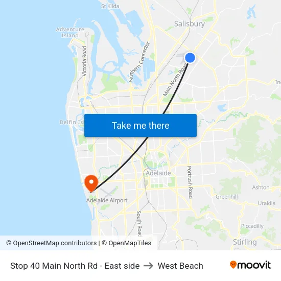 Stop 40 Main North Rd - East side to West Beach map