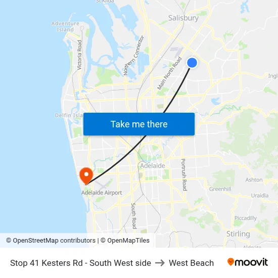 Stop 41 Kesters Rd - South West side to West Beach map