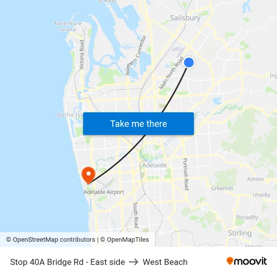 Stop 40A Bridge Rd - East side to West Beach map