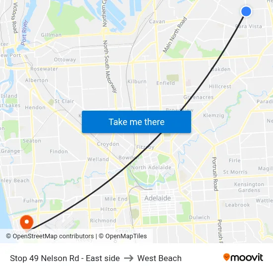 Stop 49 Nelson Rd - East side to West Beach map